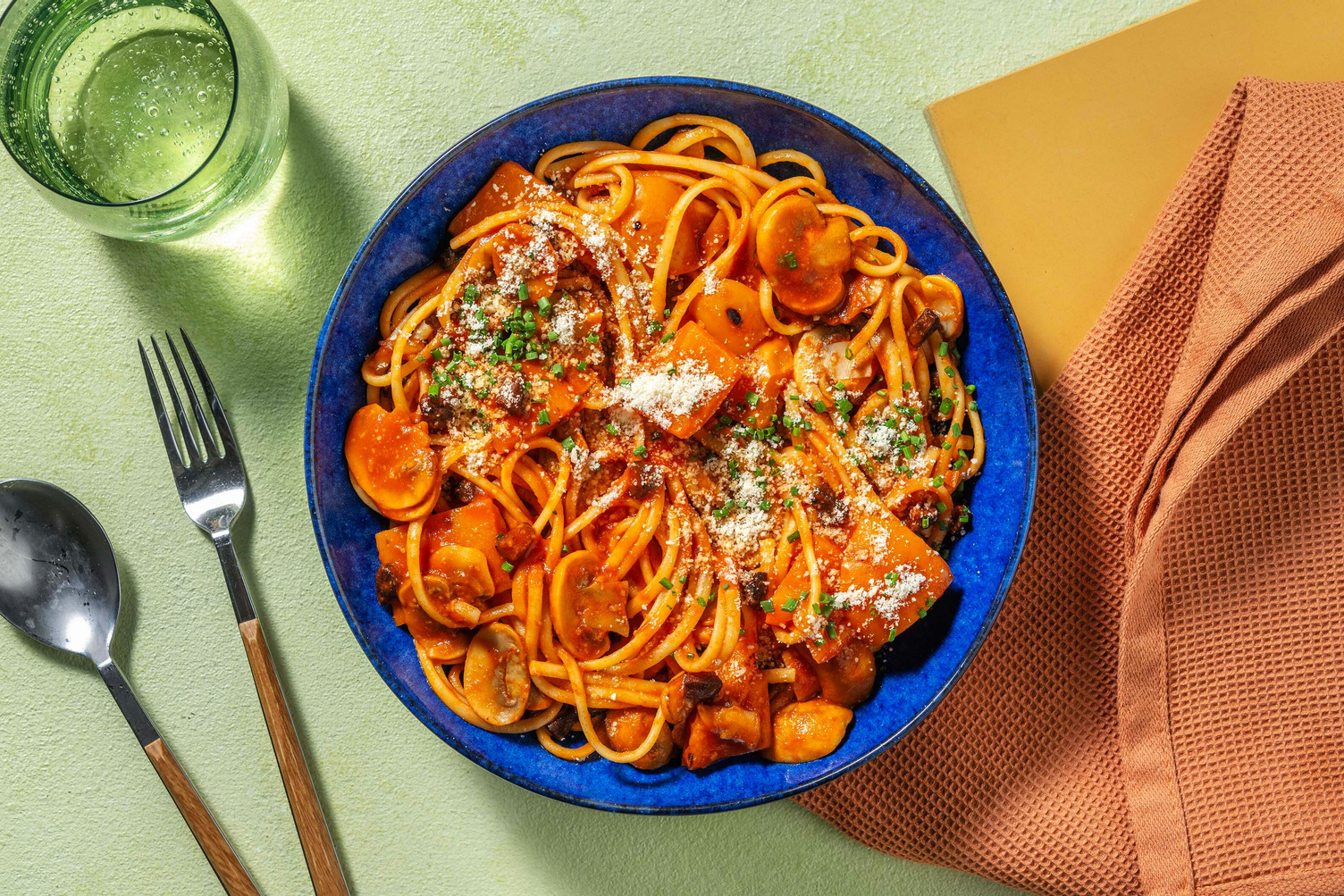 Pepper, Mushroom and Chorizo Linguine