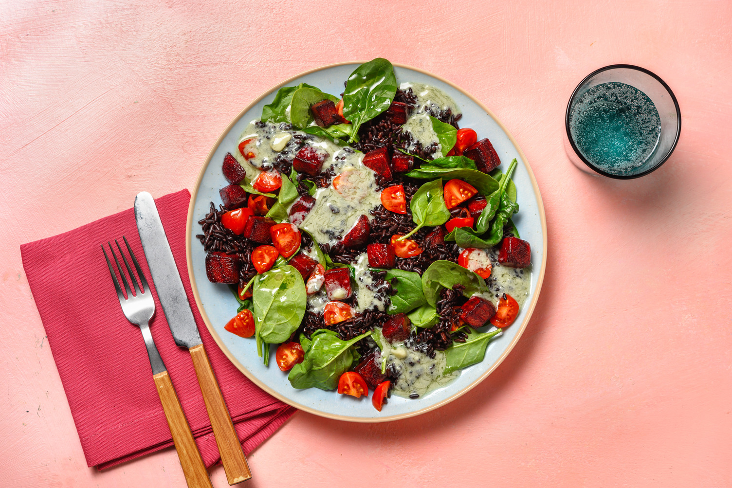 Riso nero, barbabietola e gorgonzola Dop