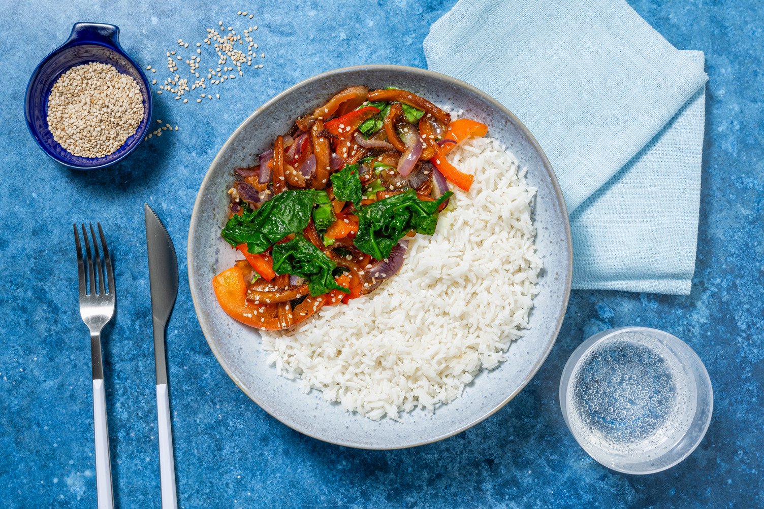 Wok de calamar gigante y verduras