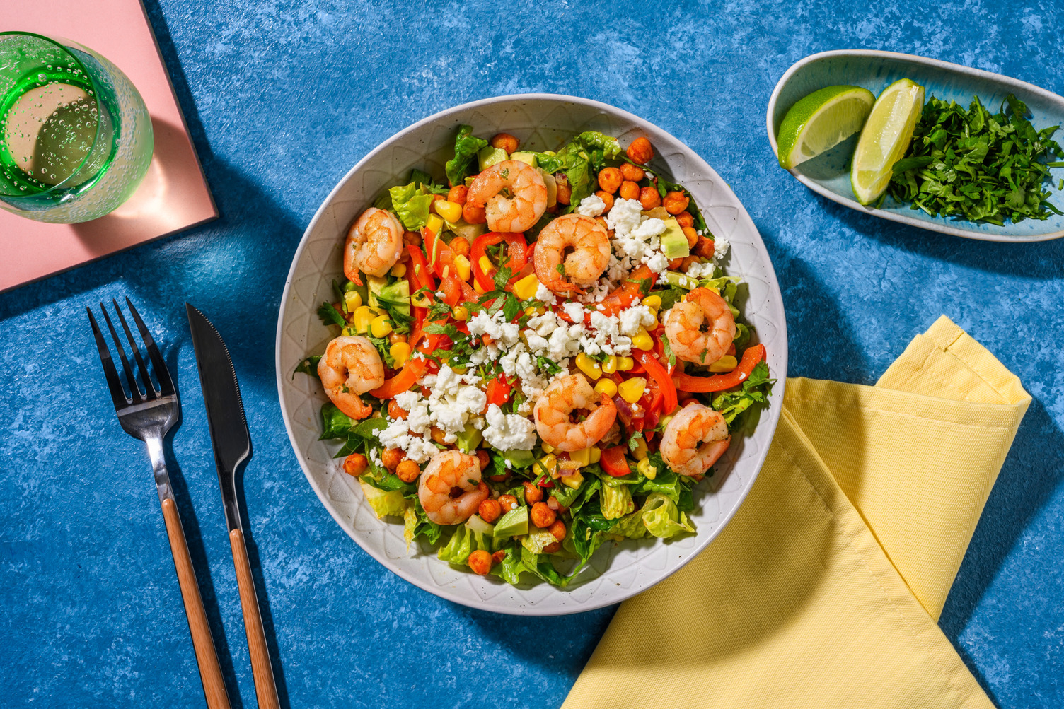 Chickpea and Sweetcorn Salad with Prawns