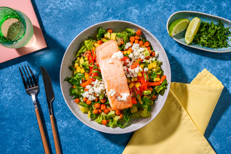 Chickpea and Sweetcorn Salad with Salmon