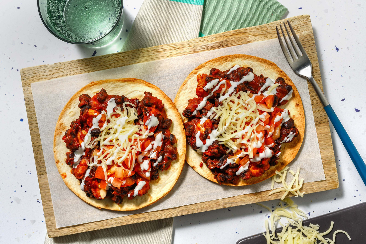 Chipotle Spiced Chicken & Black Bean Tostadas