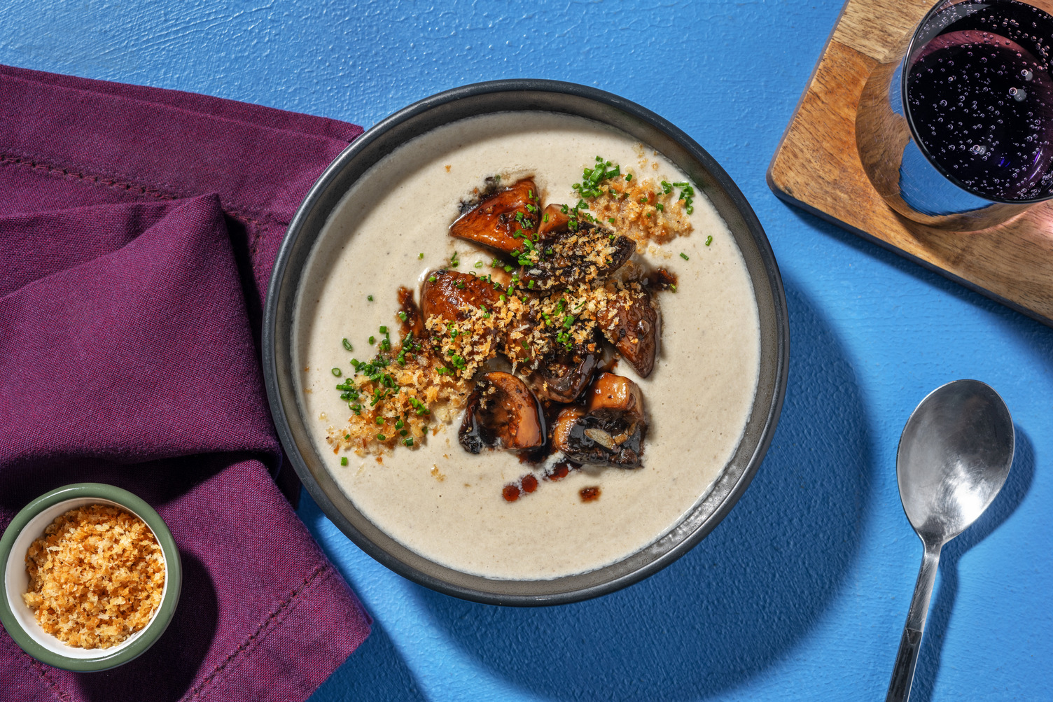 Crema casera de champiñones con leche de coco