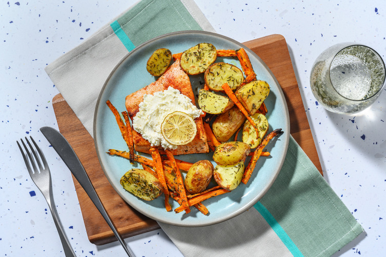 Salmon and Cream Cheese Traybake