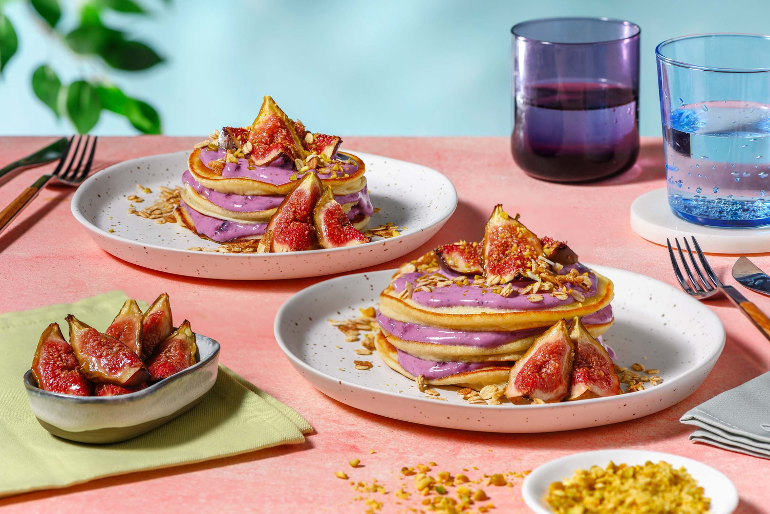 Honey Roasted Fig & Berry Yoghurt Waffle Stack