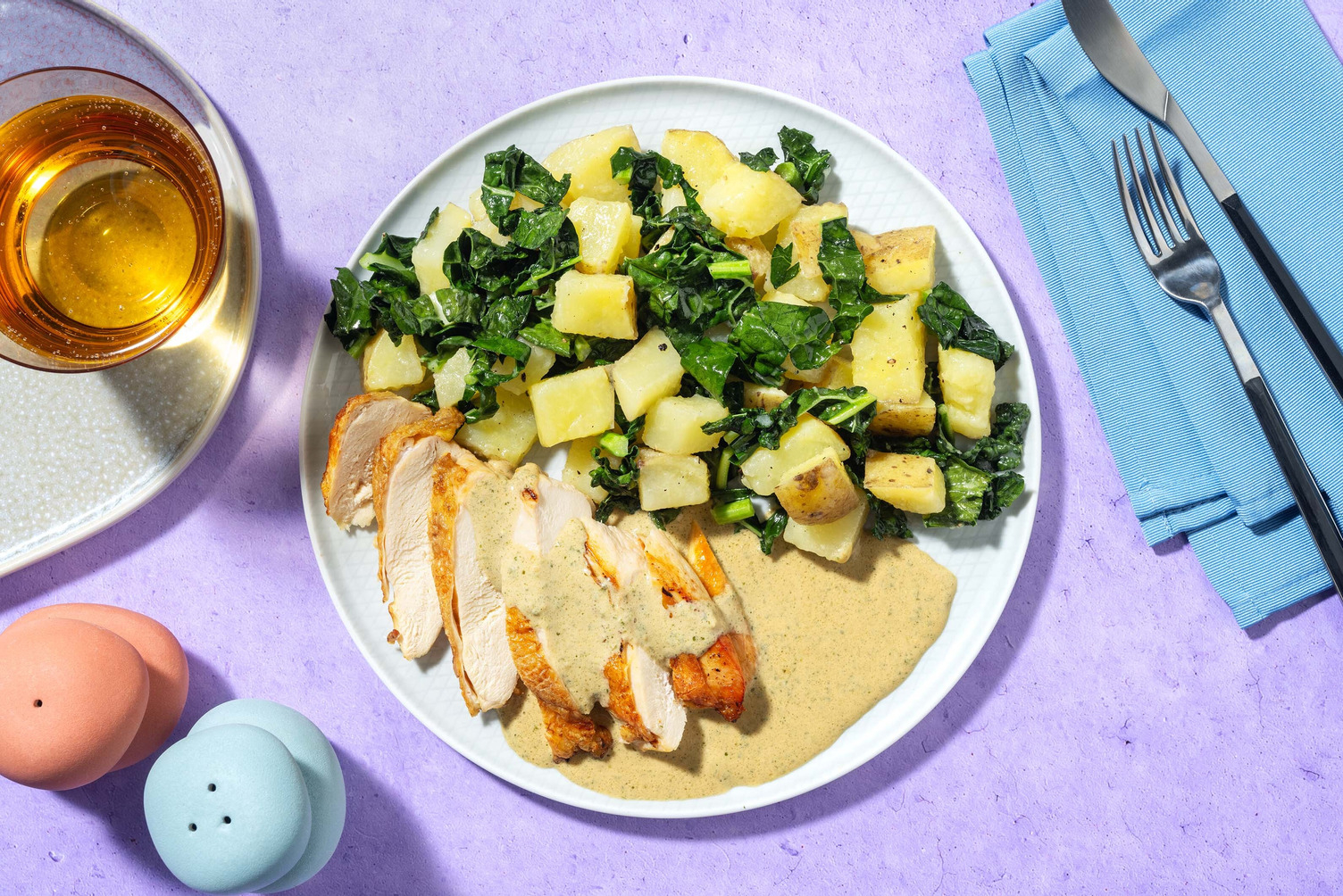 Roasted Chicken and Creamy Pesto Sauce