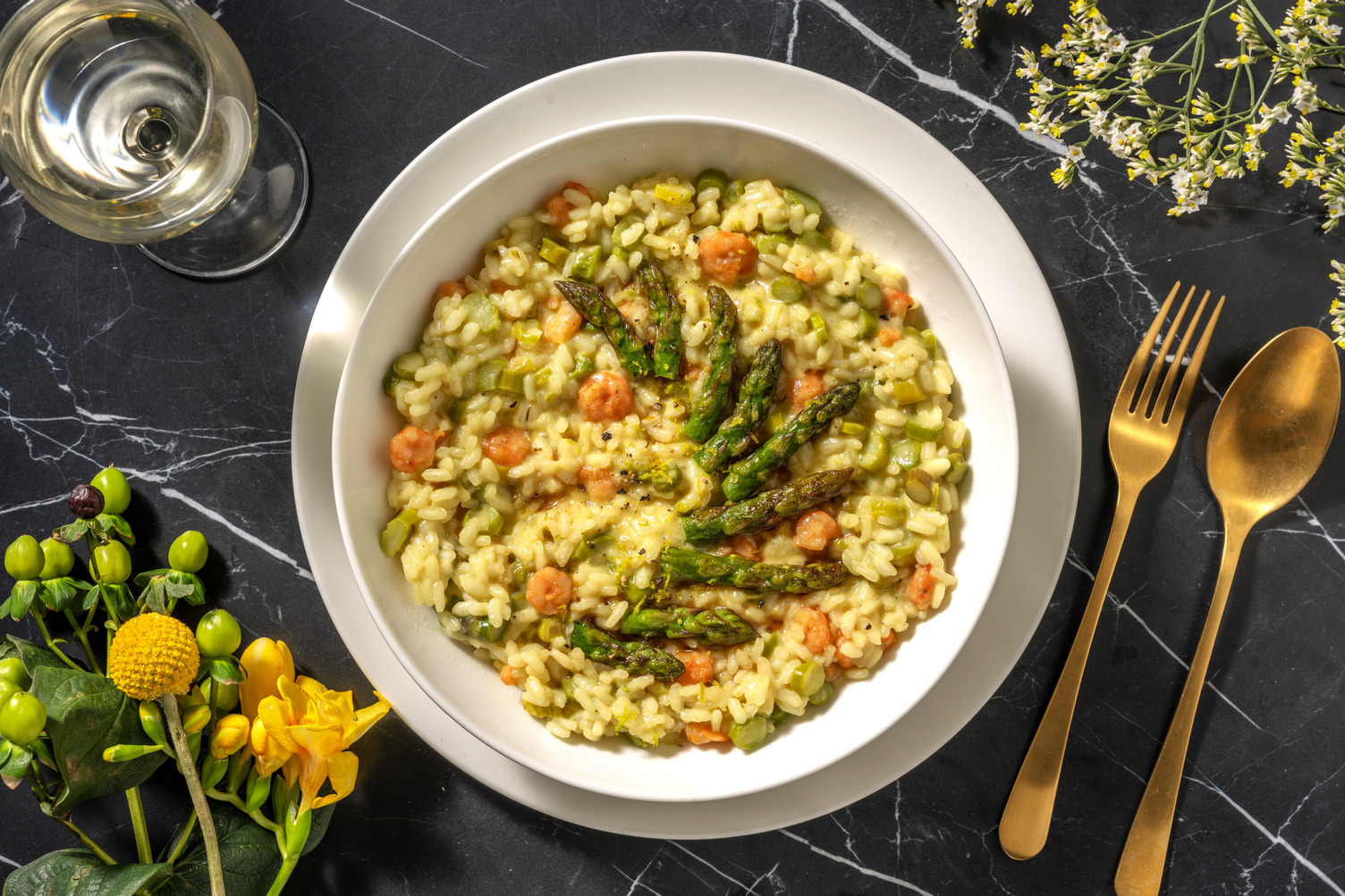 Risotto agli asparagi e gamberetti