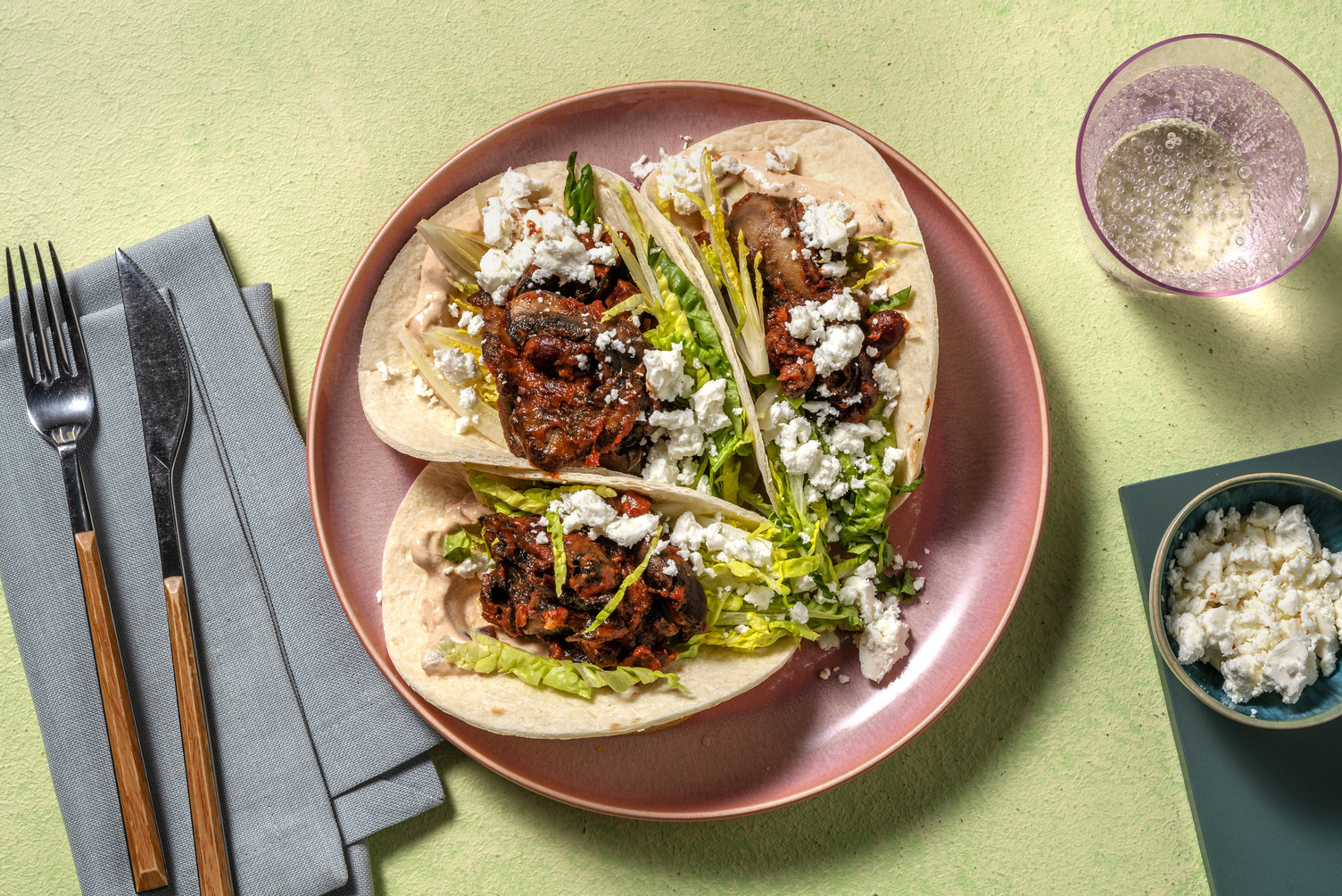 Cajun Spiced Bean and Mushroom Tacos 