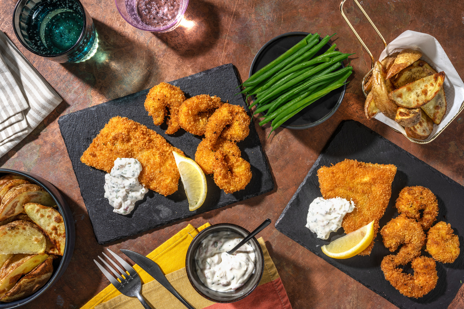 Paneret sej og sprøde rejer