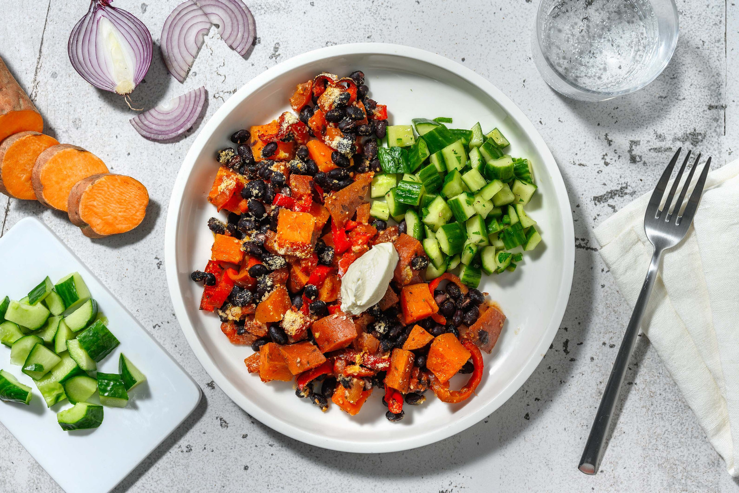 Tex-Mex ovenschotel met zoete aardappel