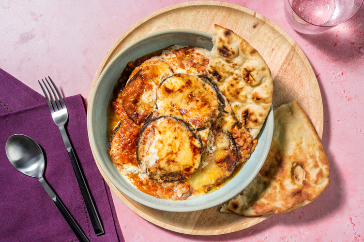 Lentil and Aubergine Moussaka with Turkey Mince