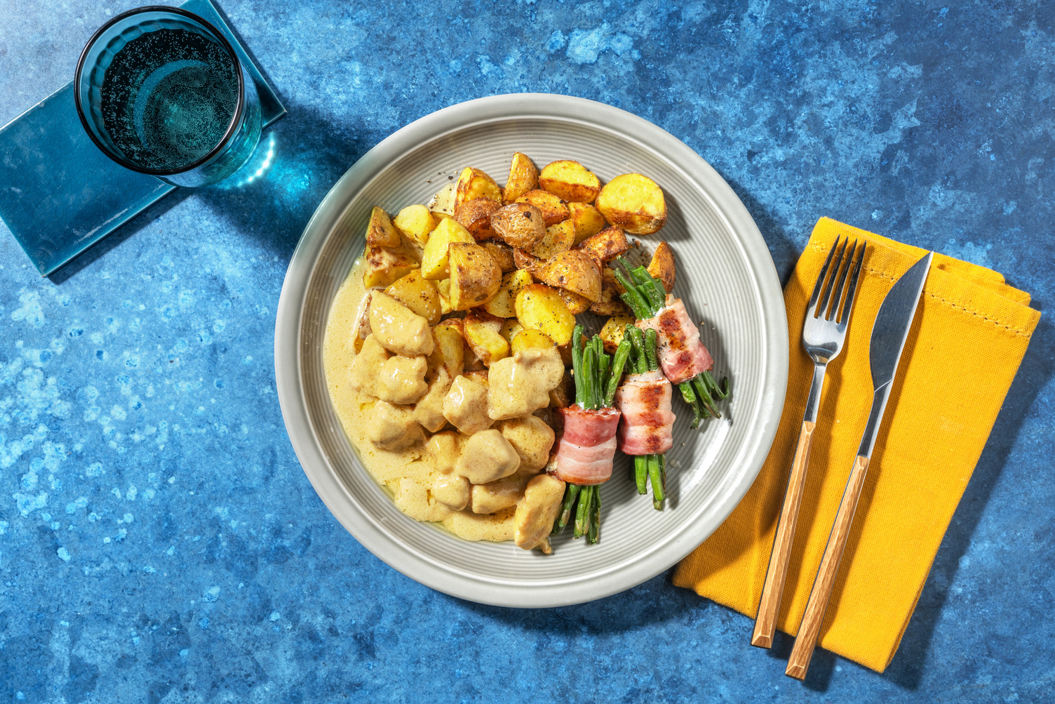 Poulet à la crème & fagots de haricots verts