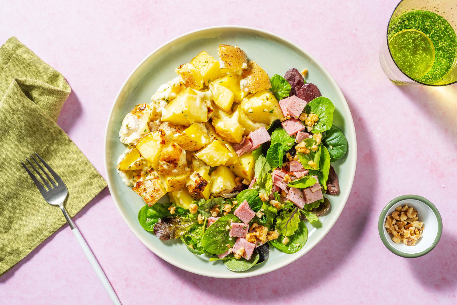 Gratin au camembert, ciboulette & jambon