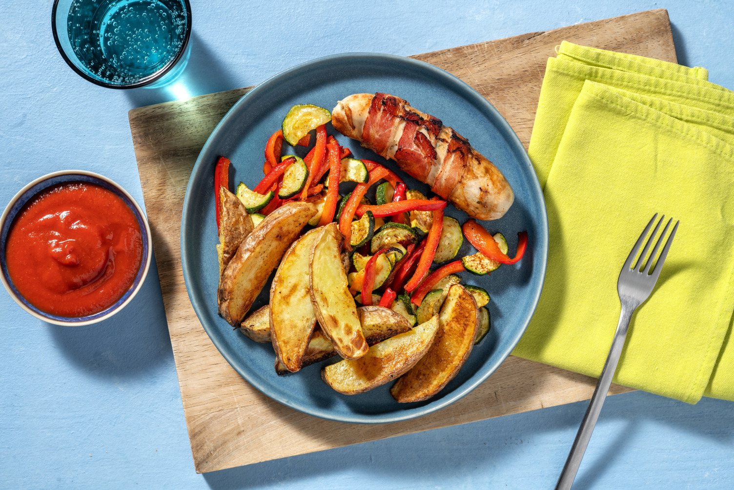 Boudin blanc, poitrine fumée & sauce BBQ