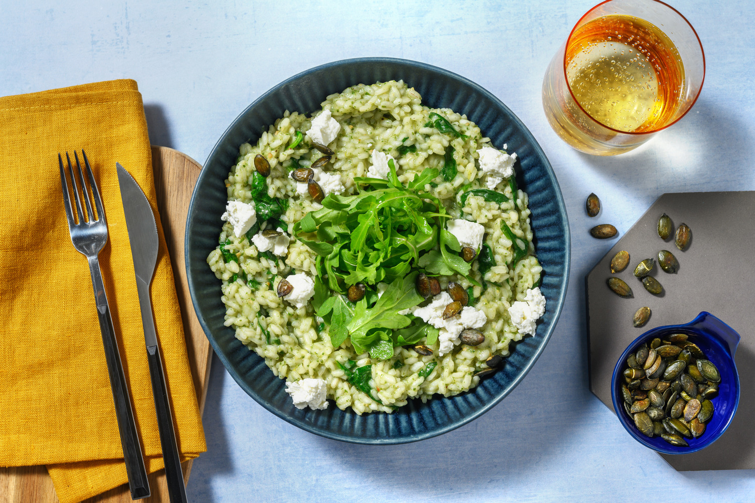 Risotto chèvre-épinards au pesto