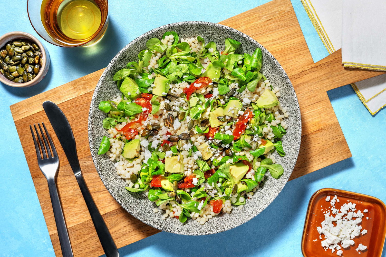 Salade de couscous perlé et avocat