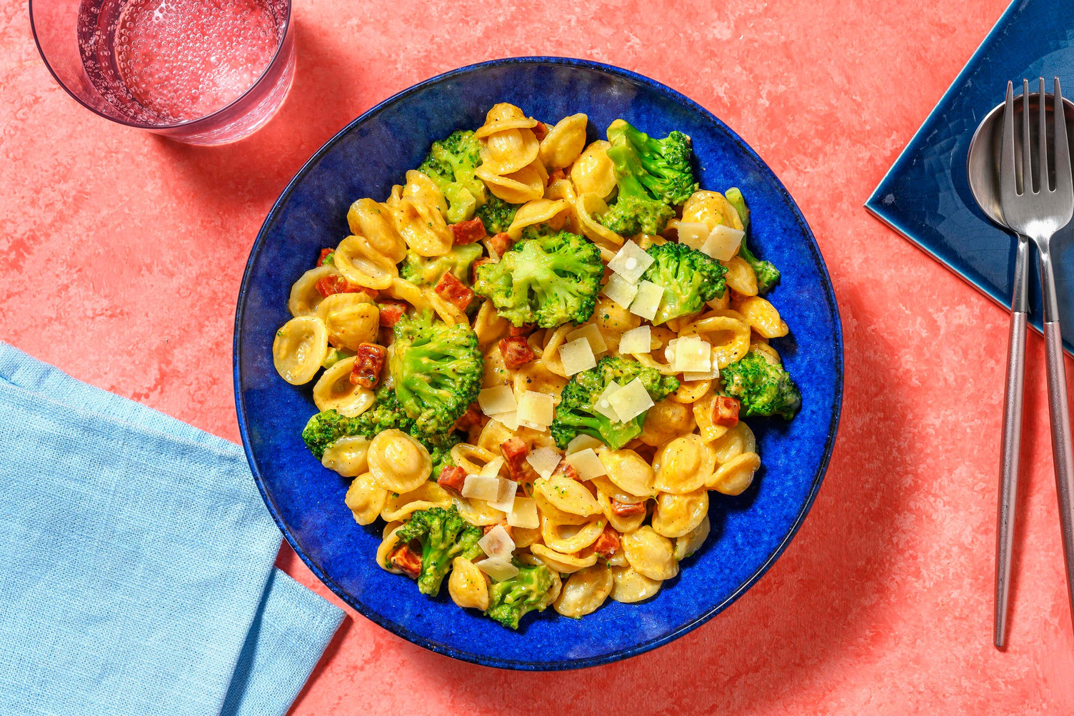 Orecchiette crémeuses au chorizo ​​et brocoli