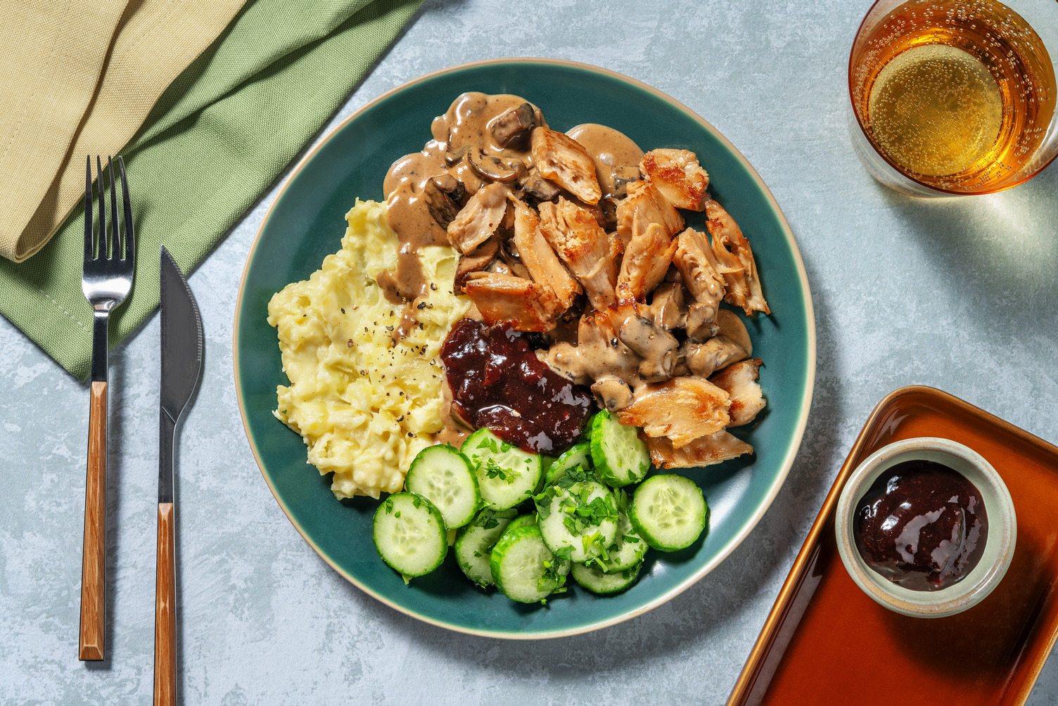 Pulled beans i krämig svampsås