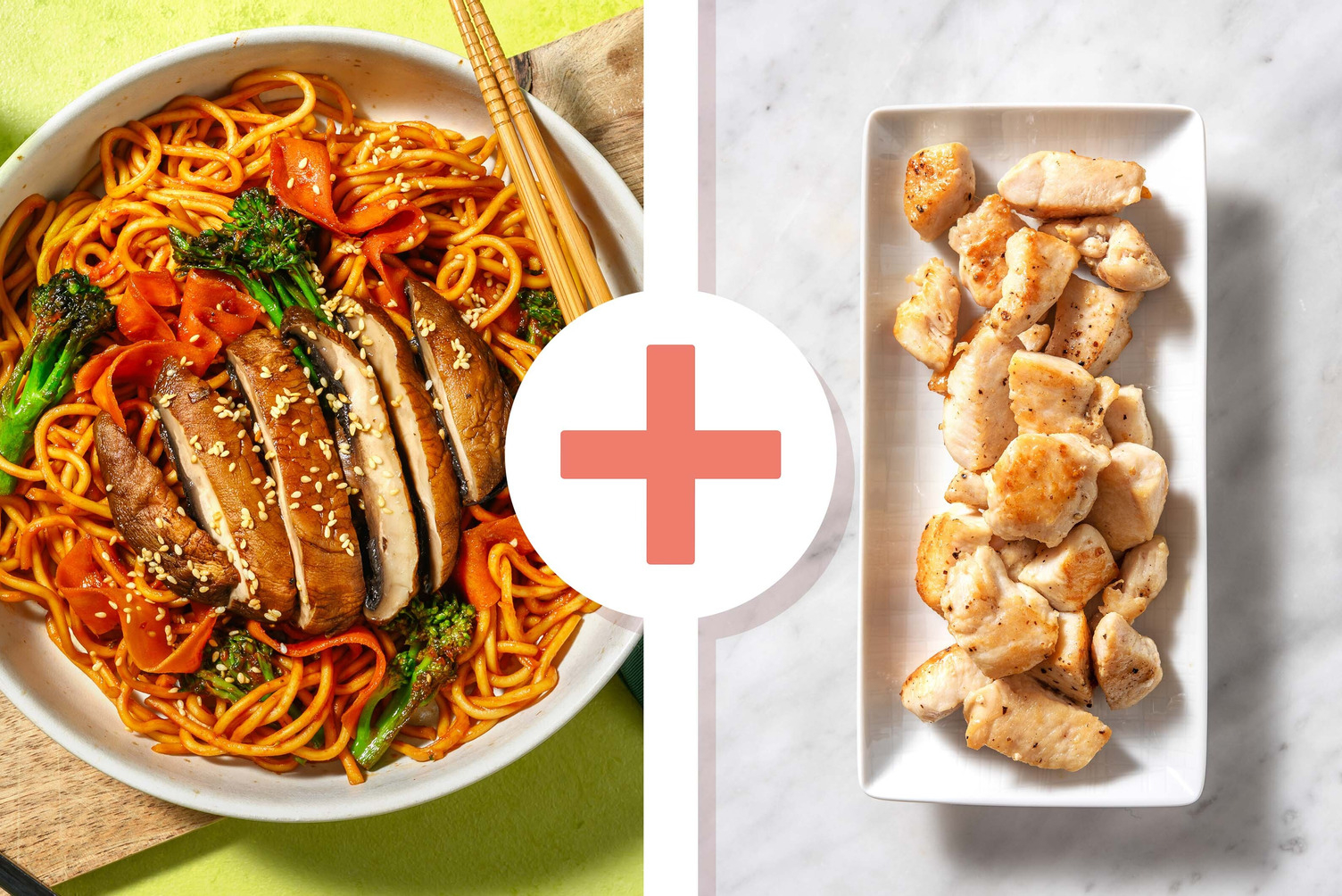 Ginger Sesame Chicken and Portobello Noodles