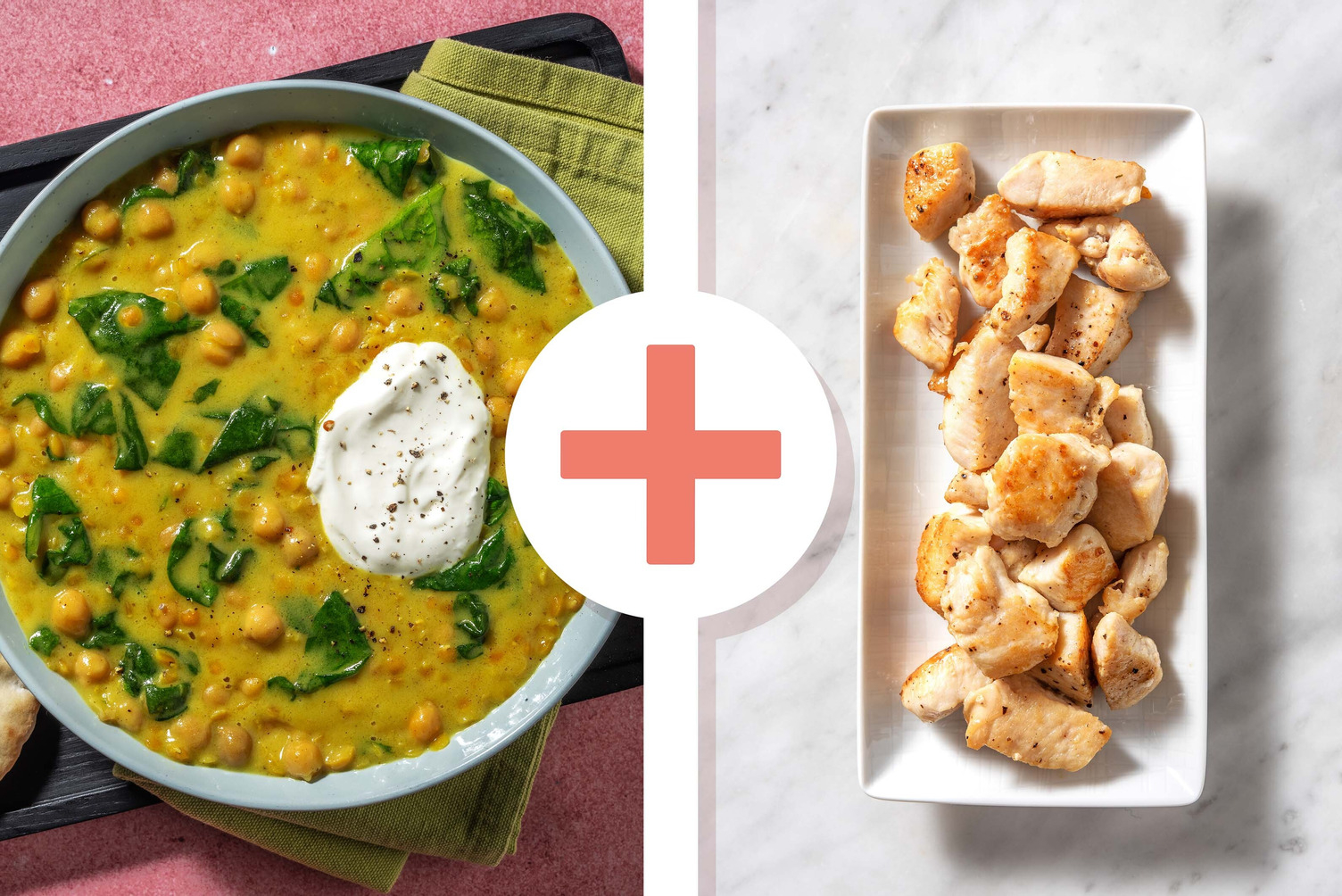 Coconut Chicken Breast, Lentil and Chickpea Dal