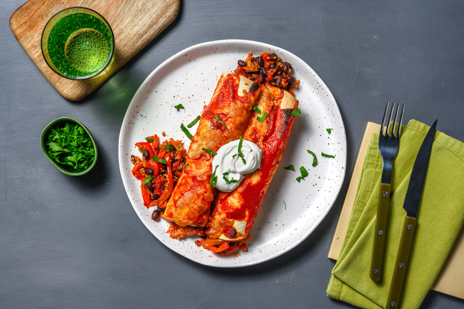 Enchiladas veggie aux haricots noirs