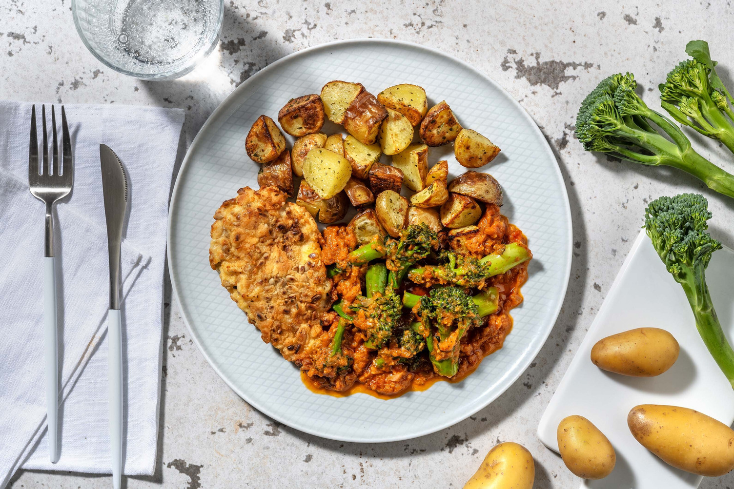 Poulet pané aux graines & pesto rosso