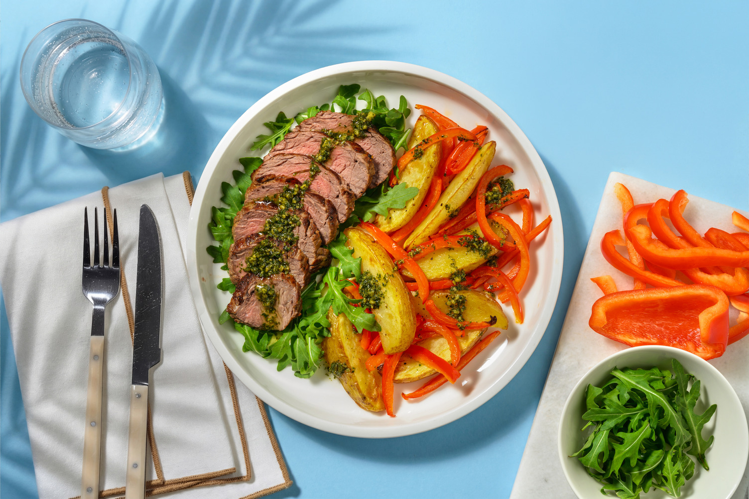 Bavette à l'italienne & sauce basilic