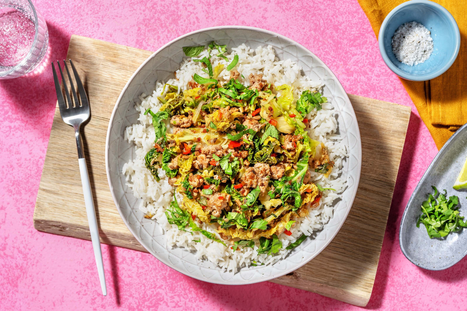 Laab : porc haché à la laotienne & riz