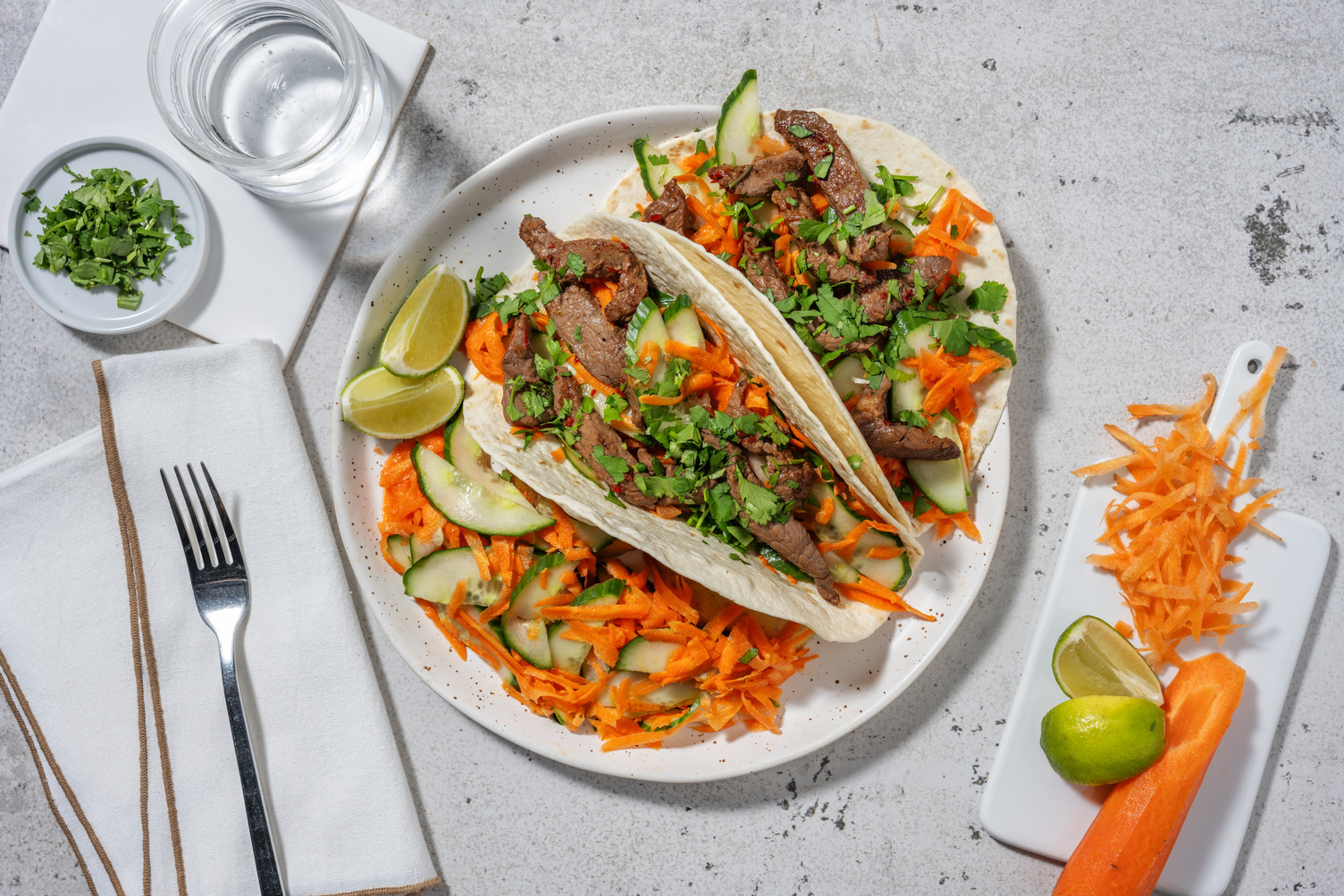 Wraps d'émincés de bœuf à la coréenne