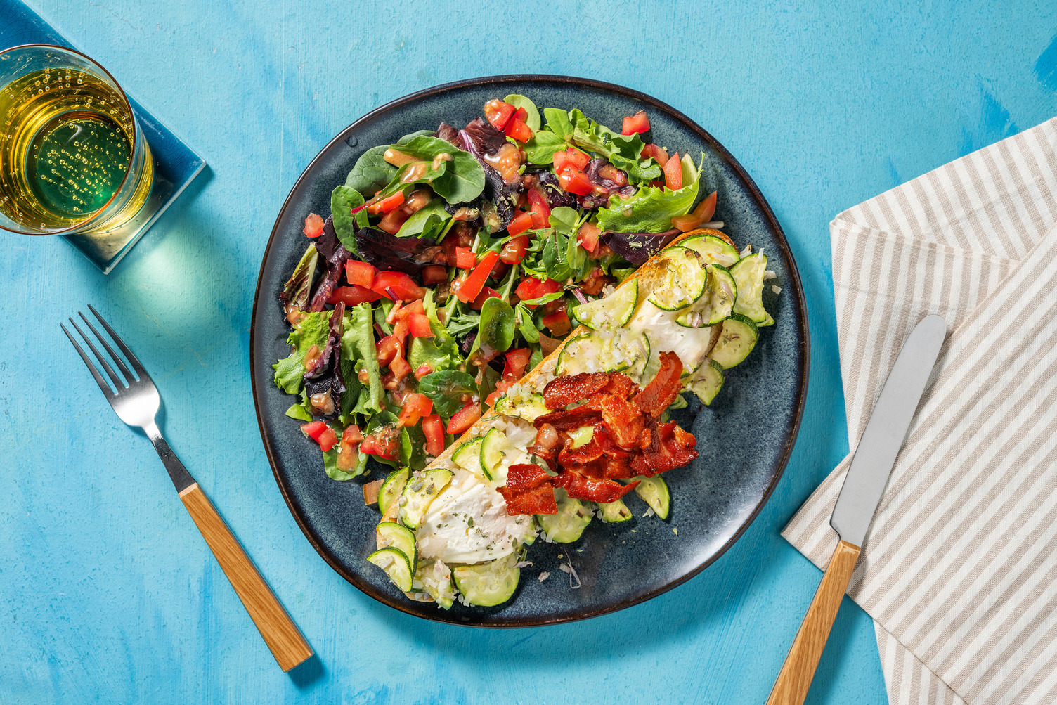 Bruschetta fior di latte & poitrine fumée