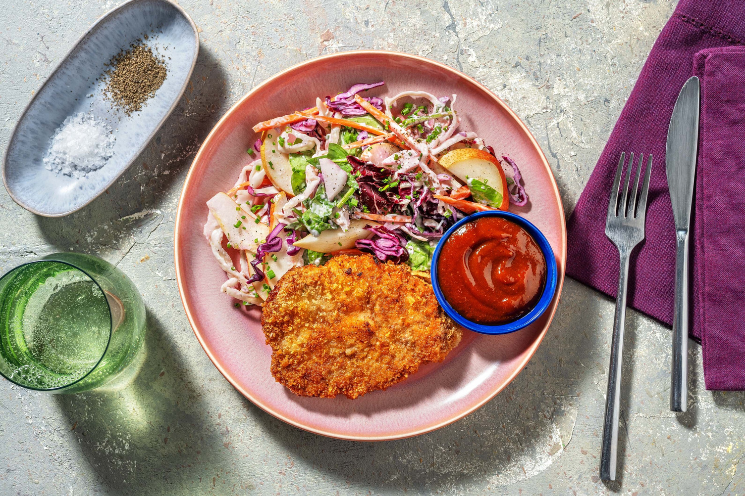 Schnitzel de porc & sauce BBQ maison