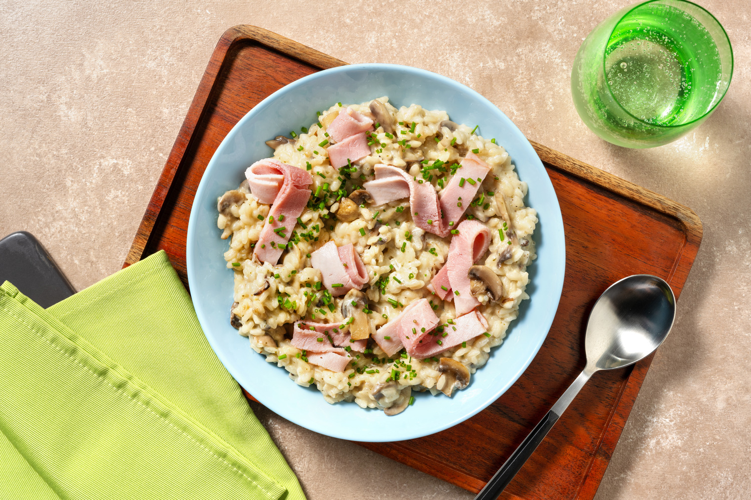 Risotto jambon-fromage à la forestière