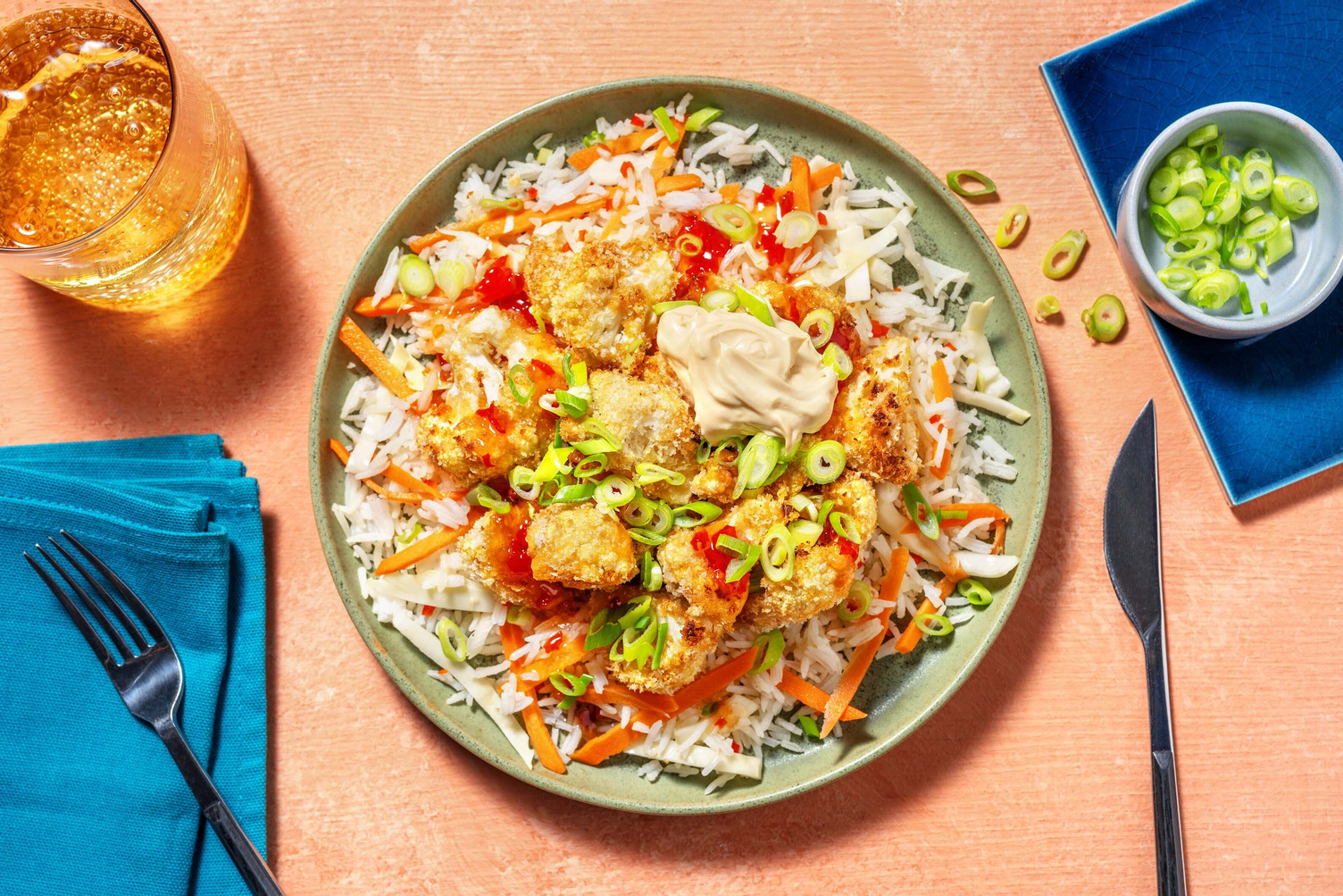 Nutri-Score witte rijst gekookt - Crispy sesam-bloemkoolstukjes