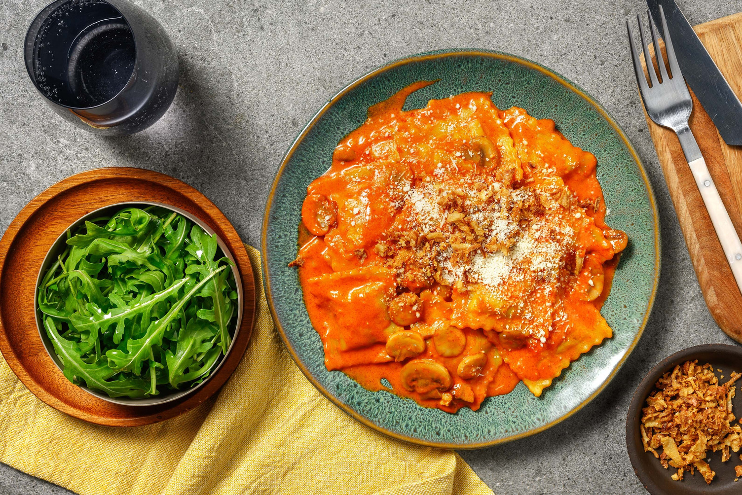 Creamy Gochujang Spinach & Ricotta Ravioli