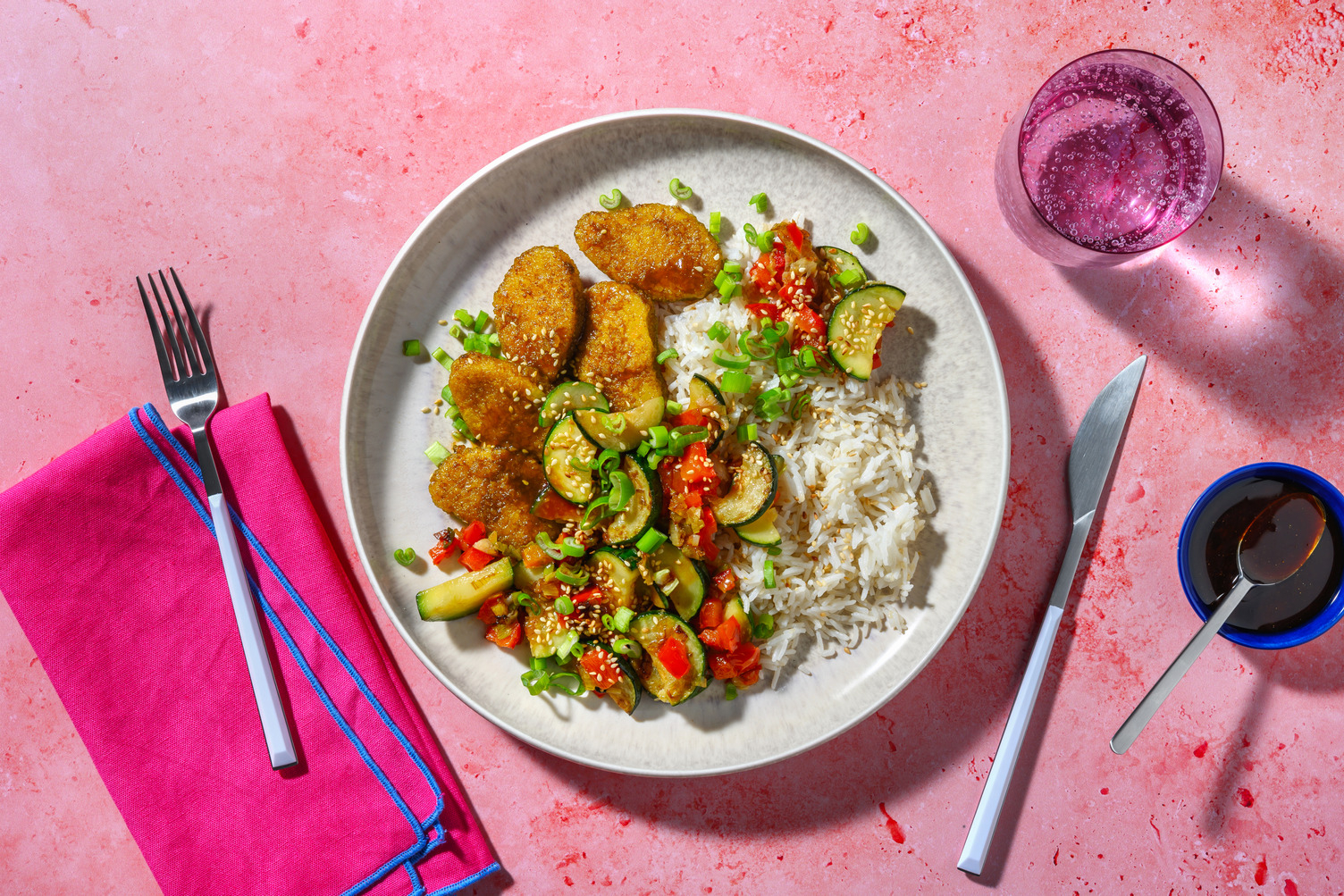 Bouchées de blé panées & sauce aigre-douce