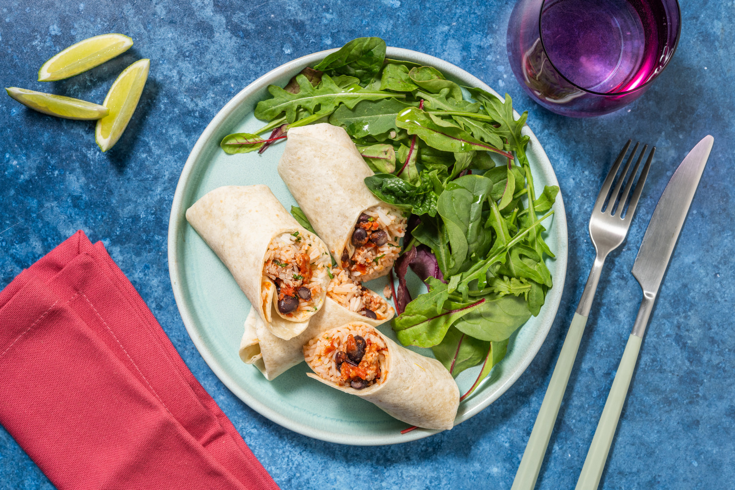 Burrito au porc, cheddar & haricots noirs