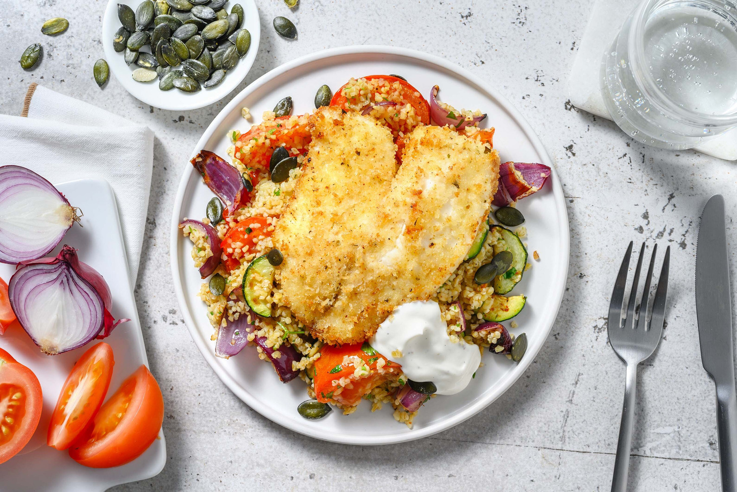 Mediterranean inspired crispy fish