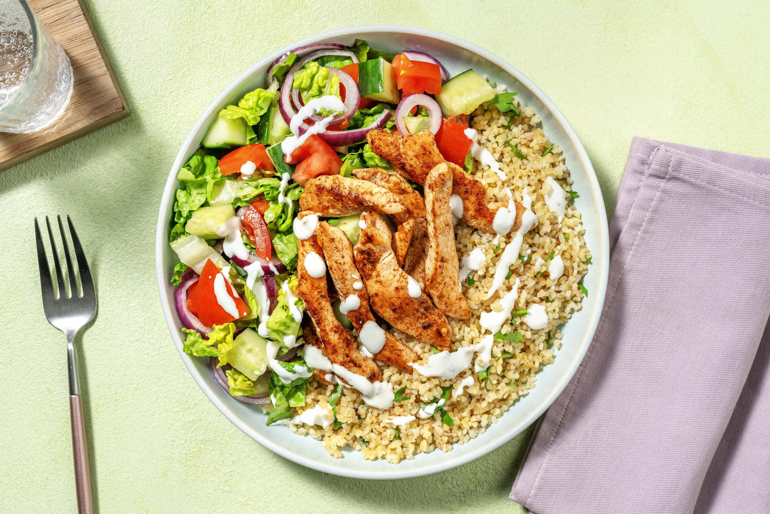 Spiced chicken bulgur bowl