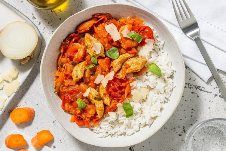 Bio-Hähnchen Diavolo in Kirschtomatensoße