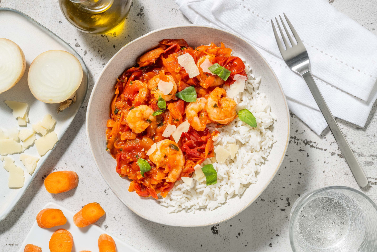 Riesencrevetten Diavolo in Cherry-Tomatensauce