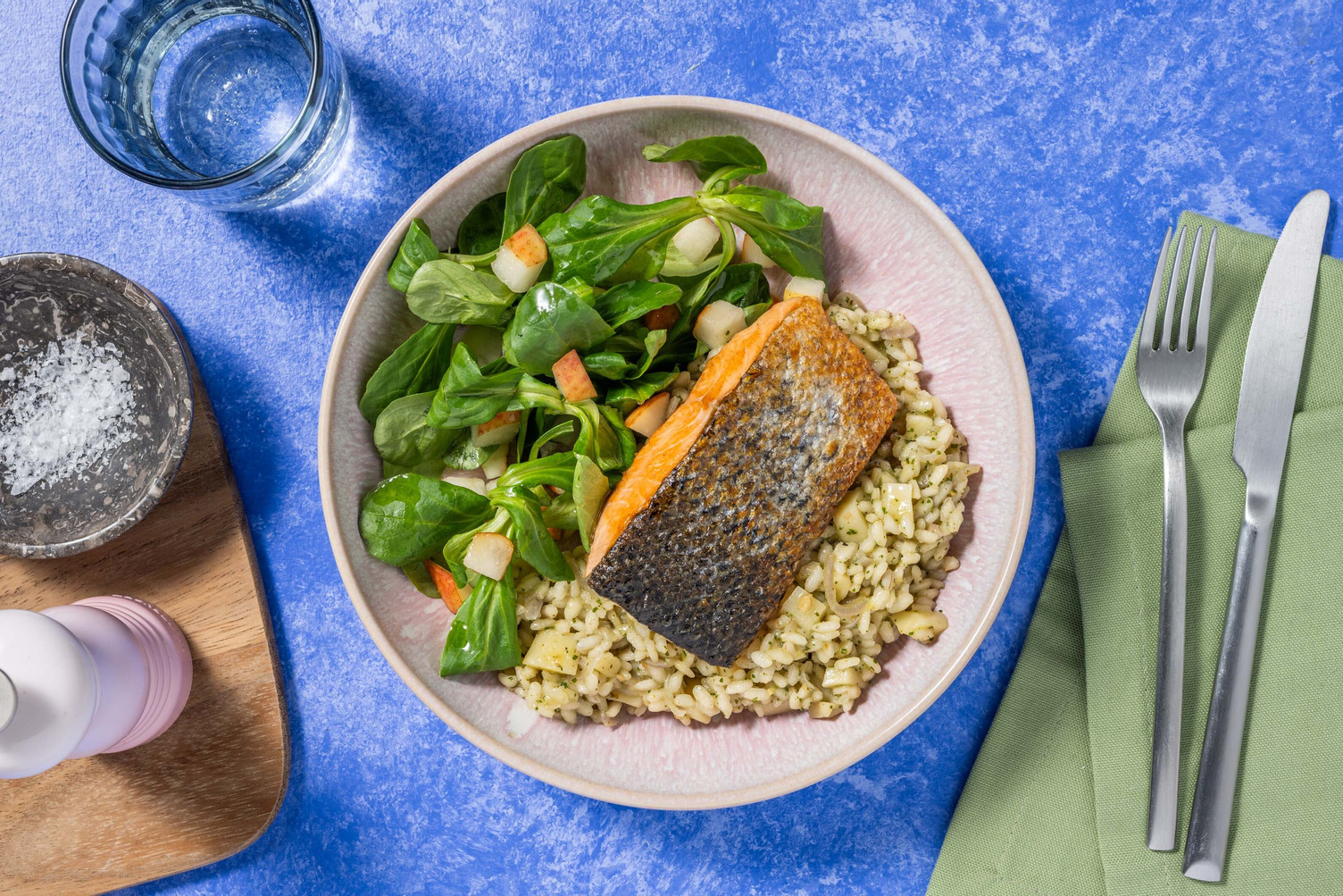 Risotto met zalmfilet en pastinaak
