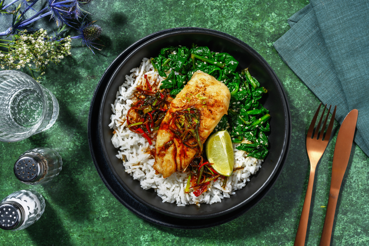 Cabillaud poêlé & sauce soja-cébette