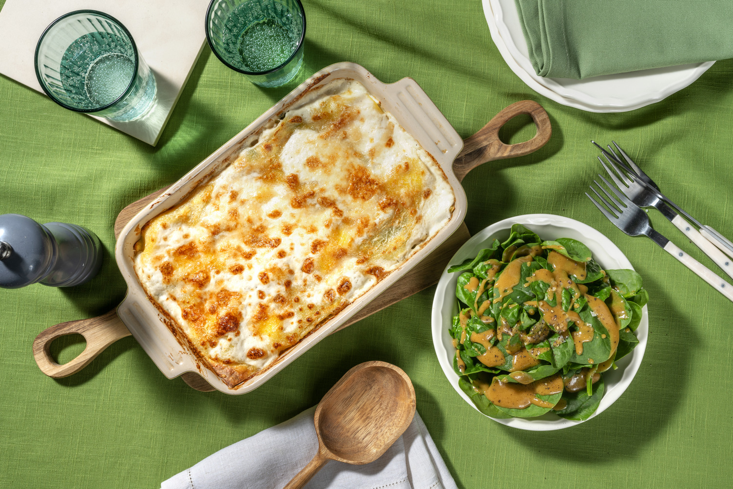 Lasagne saumon, poireau & épinards