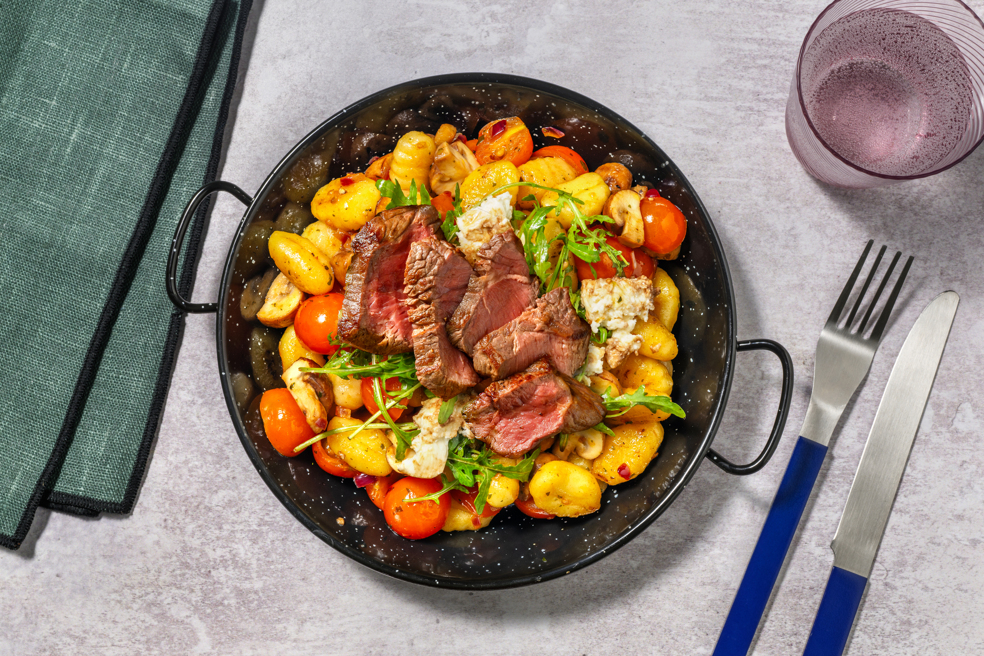 Gnocchi und Bio-Rumpsteak