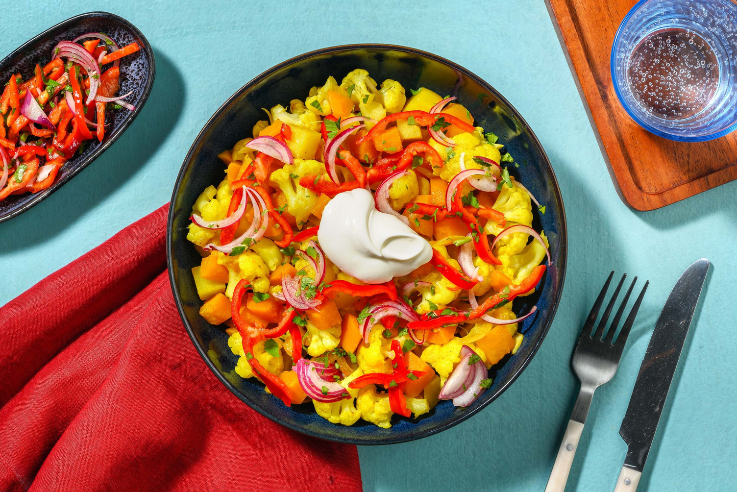 Bunte Kartoffelpfanne mit Kürbis & Blumenkohl