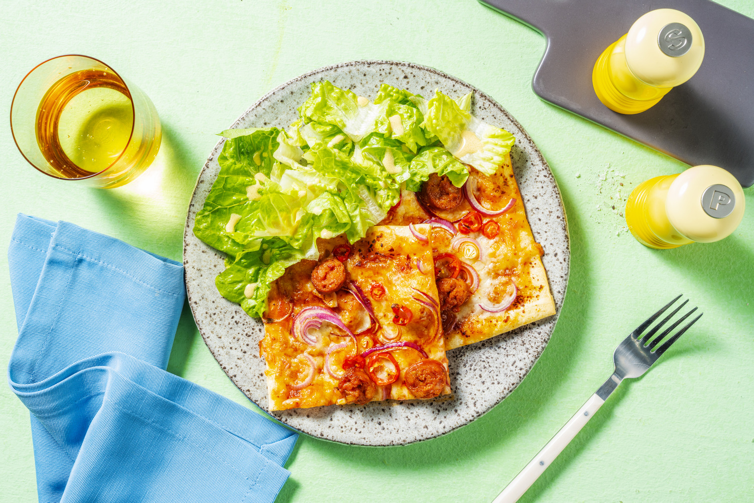 Flammkuchen Diavolo mit doppelt Chorizo