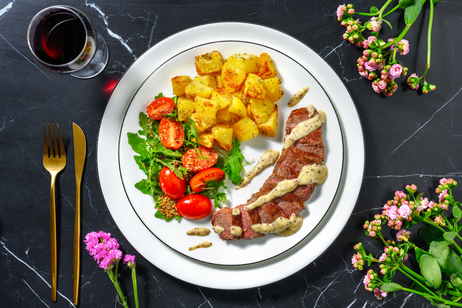 Rump Steak and Parmesan Rosemary Roasties