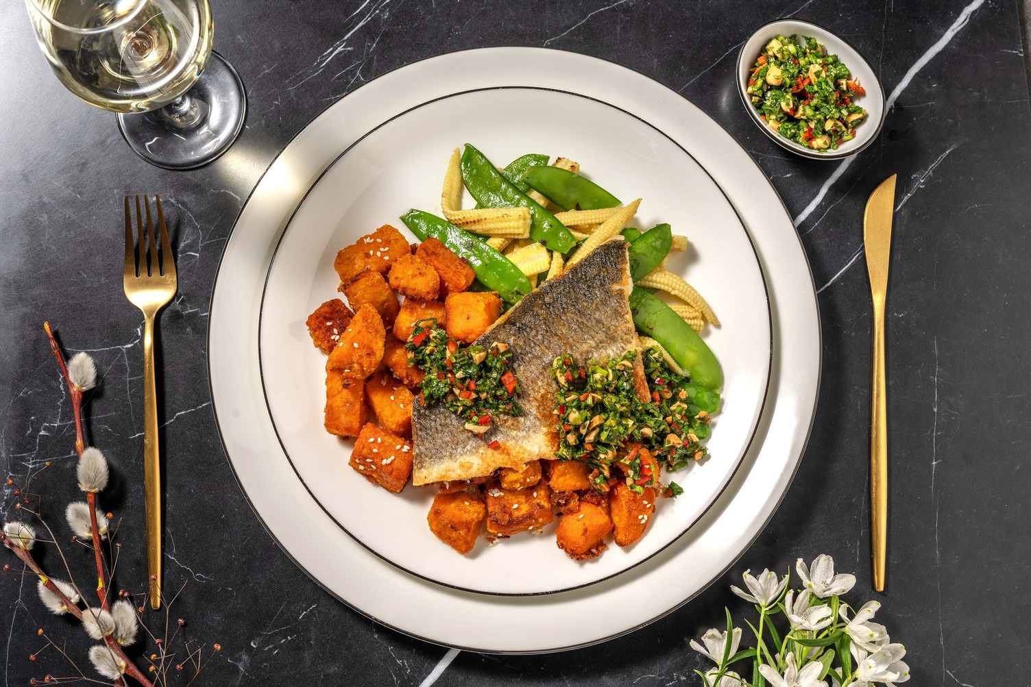 Crispy Sea Bream and Asian Style Pesto