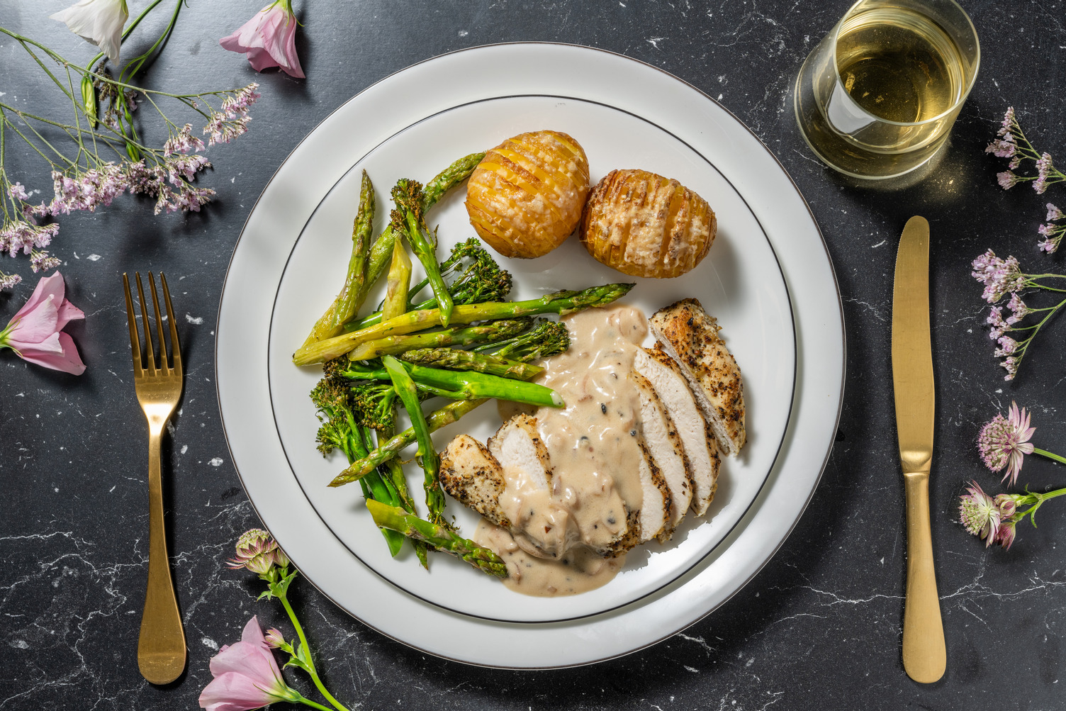 Roast Chicken Breast and Peppercorn Sauce