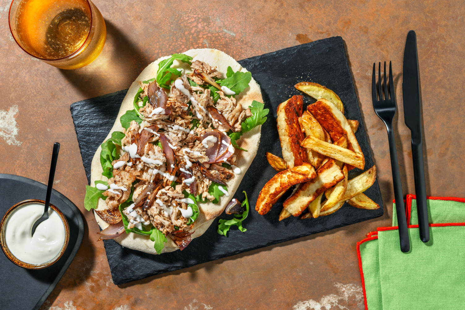 Chermoula Pulled Chicken Flatbreads